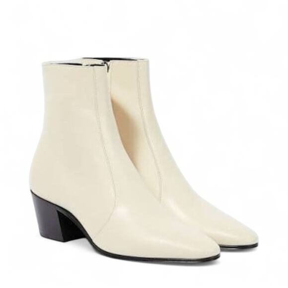 NIB Saint Laurent Vassili Boots EU 42.5 US 9.5 Smooth Leather Ivory White $1,250 - Picture 1 of 13